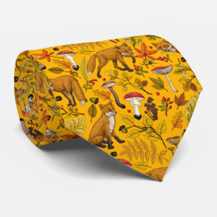 Autumn foxes on orange tie