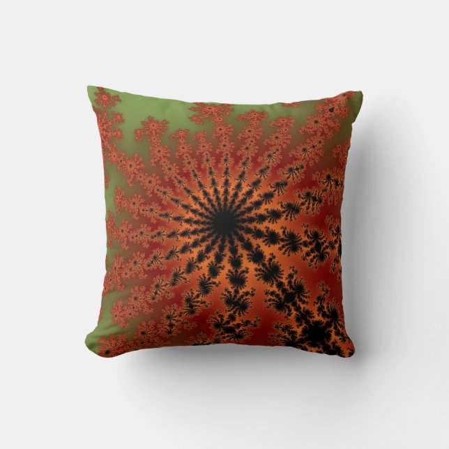 Autumn Fractal Burst Throw Pillow (Front)