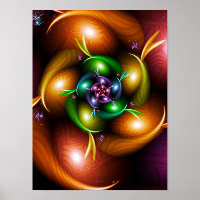 Autumn Fractal Spin Poster (Front)