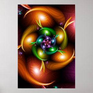 Autumn Fractal Spin Poster