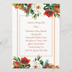 Autumn Fruit, Berries and Flowers Menu Card