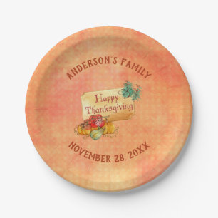 Autumn Fruits And Text Design Paper Plate