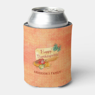 Autumn Fruits Orange Background Can Cooler