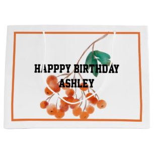 Autumn Fruits Watercolor Orange Green Large Gift Bag