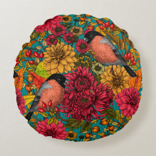 Autumn garden 3 round pillow