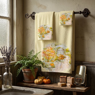 Autumn garden bath towel set