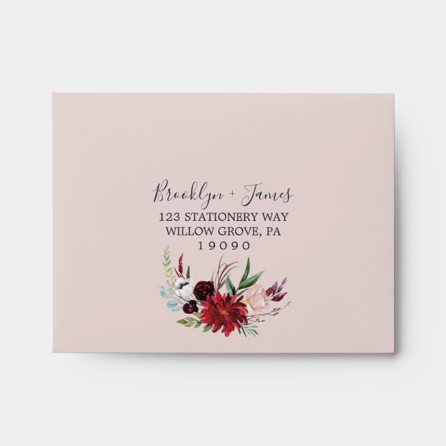 Autumn Garden | Blush Self-Addressed RSVP Envelope (Front)
