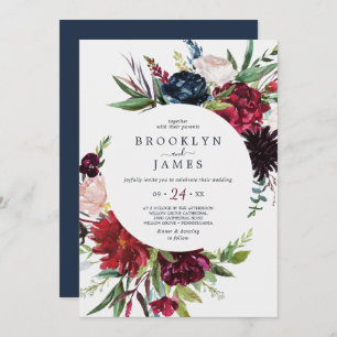 Autumn Garden   Burgundy Casual Wedding Invitation