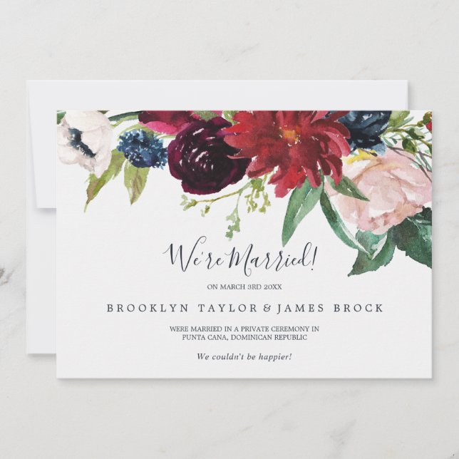 Autumn Garden | Burgundy Elopement Announcement (Front)