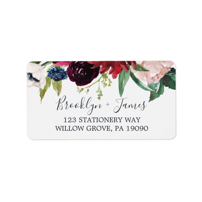 Autumn Garden | Burgundy RSVP Address Labels (Front)