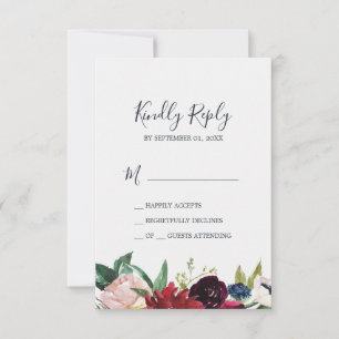 Autumn Garden   Burgundy Simple RSVP Card