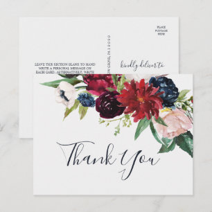 Autumn Garden Burgundy Thank You Postcard