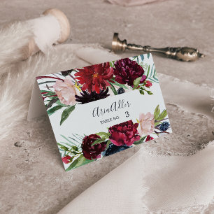 Autumn Garden Burgundy Wedding Place Cards