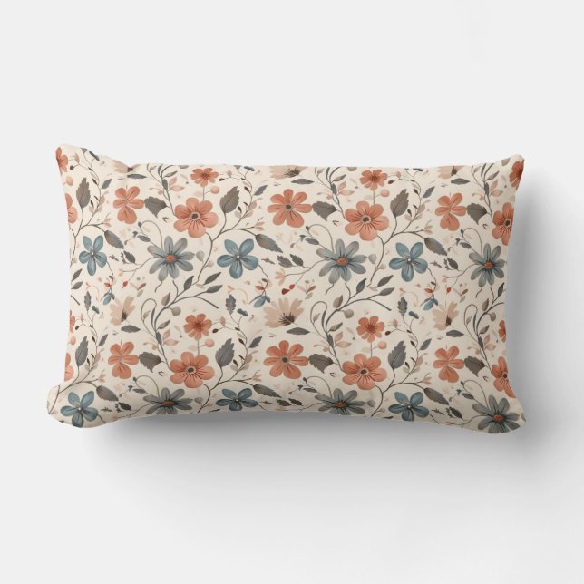 Autumn Garden Charm Lumbar Pillow (Front)