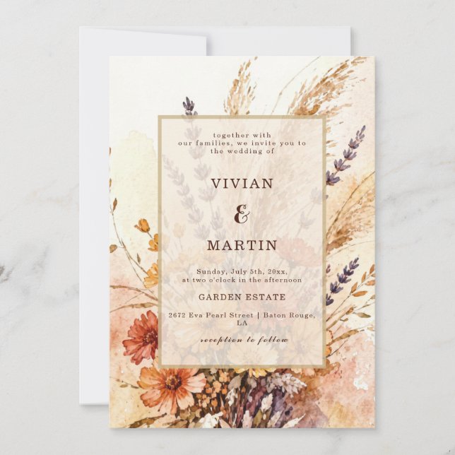 Autumn Garden in Bloom Wedding Invitation (Front)