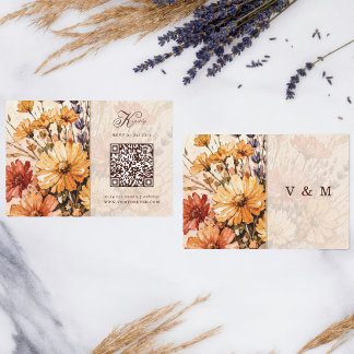 Autumn Garden in Bloom Wedding QR code RSVP Card