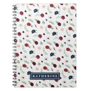 Autumn Garden Pattern Personalized Spiral Notebook