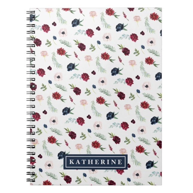 Autumn Garden Pattern Personalized Spiral Notebook (Front)