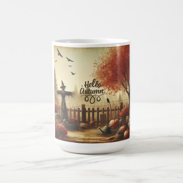 Autumn garden & scarecrow  coffee mug (Center)