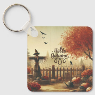 Autumn garden & scarecrow  keychain