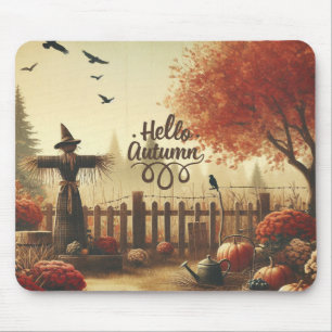 Autumn garden & scarecrow mouse pad