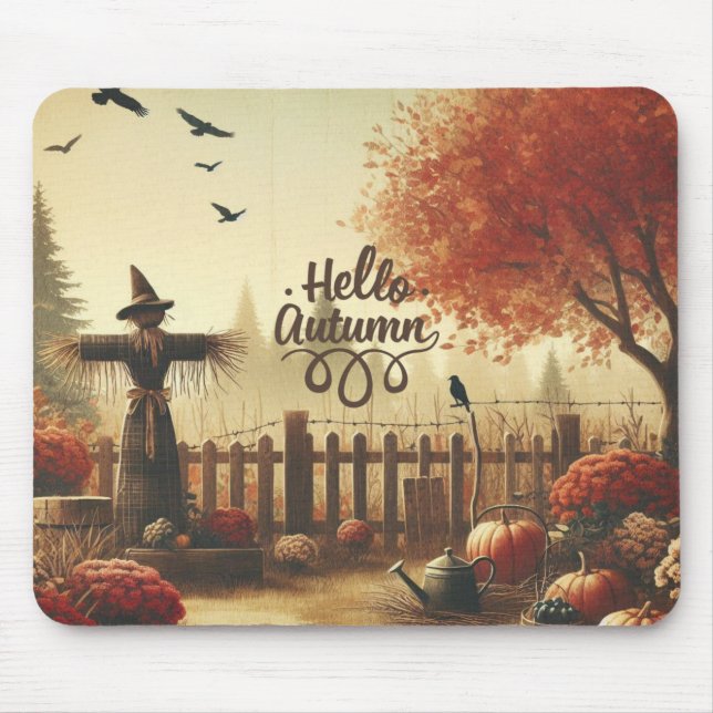 Autumn garden & scarecrow  mouse pad (Front)