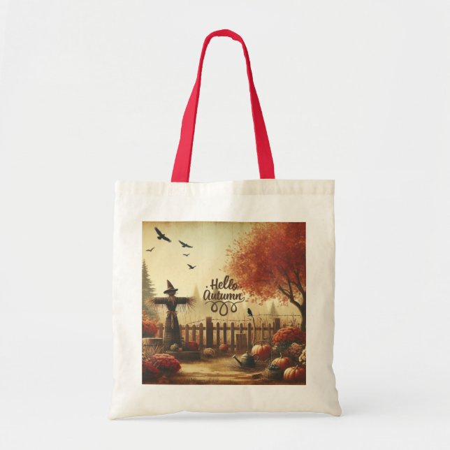 Autumn garden & scarecrow  tote bag (Front)
