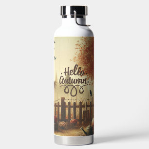 Autumn garden & scarecrow water bottle
