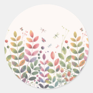 Autumn Garden With Dragonflies Wedding Classic Round Sticker
