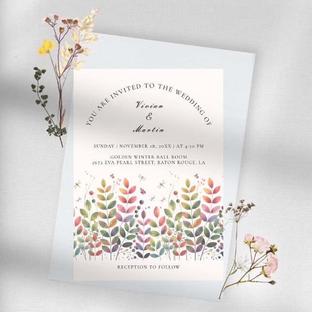Autumn Garden With Dragonflies Wedding Invitation (Creator Uploaded)