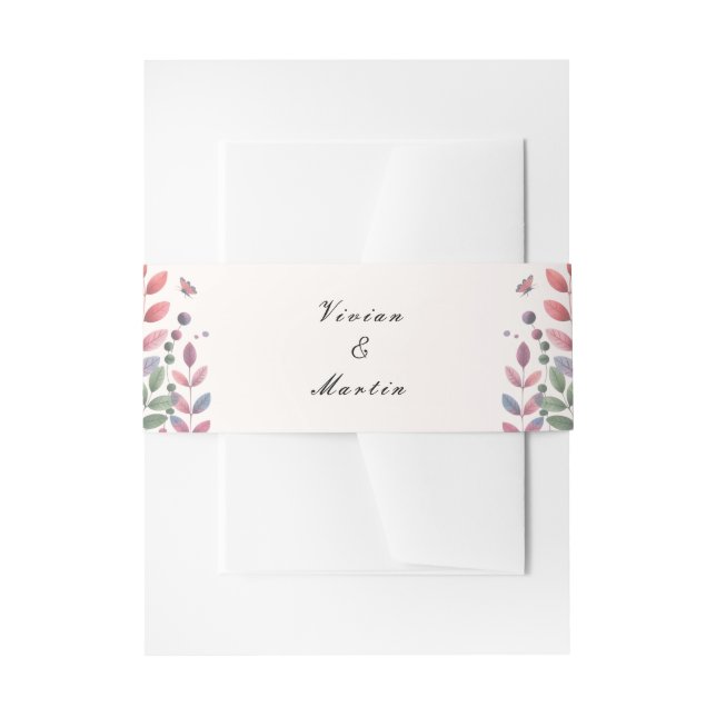 Autumn Garden With Dragonflies Wedding Invitation Belly Band (Front Example)