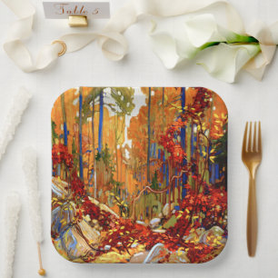 Autumn Garland, fine art by Tom Thomson, Paper Plate