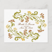 Autumn Garland Save the Date Postcard