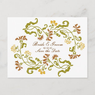 Autumn Garland Save the Date Postcard