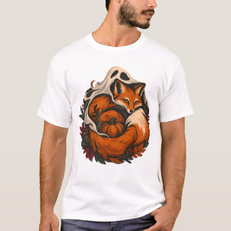 Autumn Ghost Fox Halloween T-Shirt Design