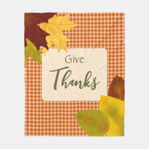 Autumn Gingham Thanksgiving Fleece Blanket