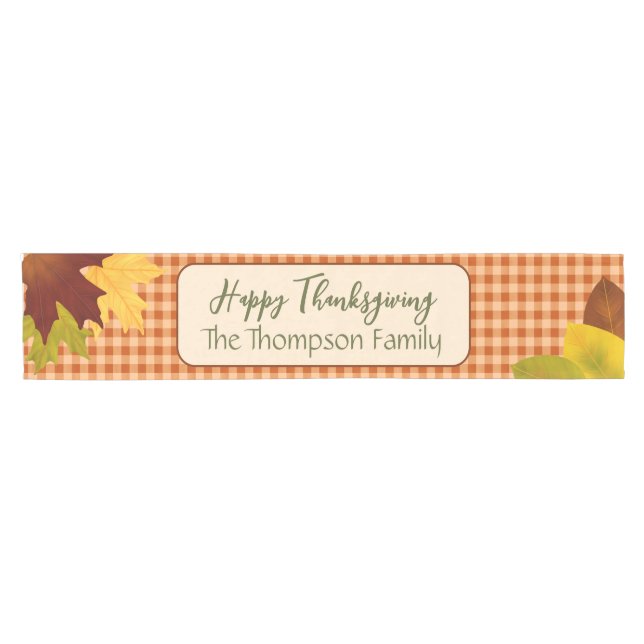 Autumn Gingham Thanksgiving Table Runner (Horizontal)