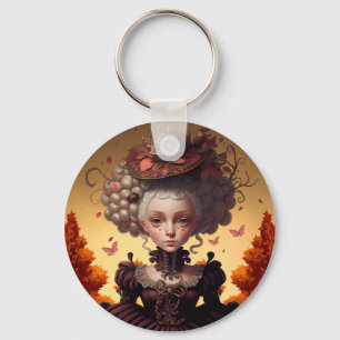 Autumn Girl And Her Fancy Hat Keychain