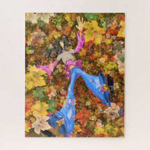  Autumn Girl Leaves Art Drawing Collection Season  Jigsaw Puzzle