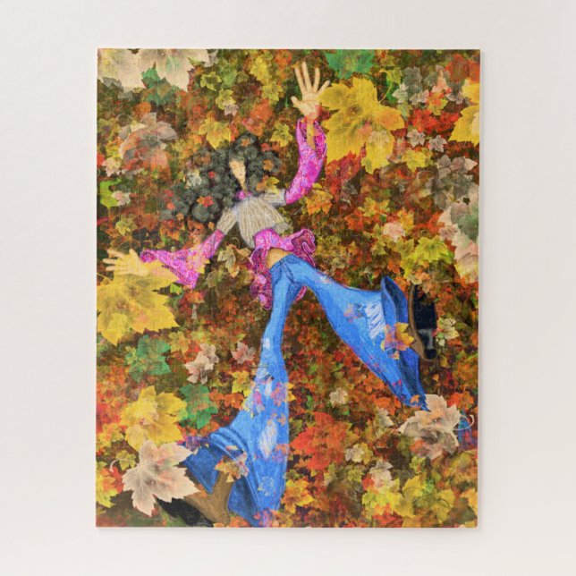  Autumn Girl Leaves Art Drawing Collection Season  Jigsaw Puzzle (Vertical)