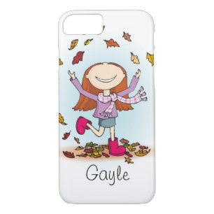 Autumn girl playing with leaves Case-Mate iPhone case