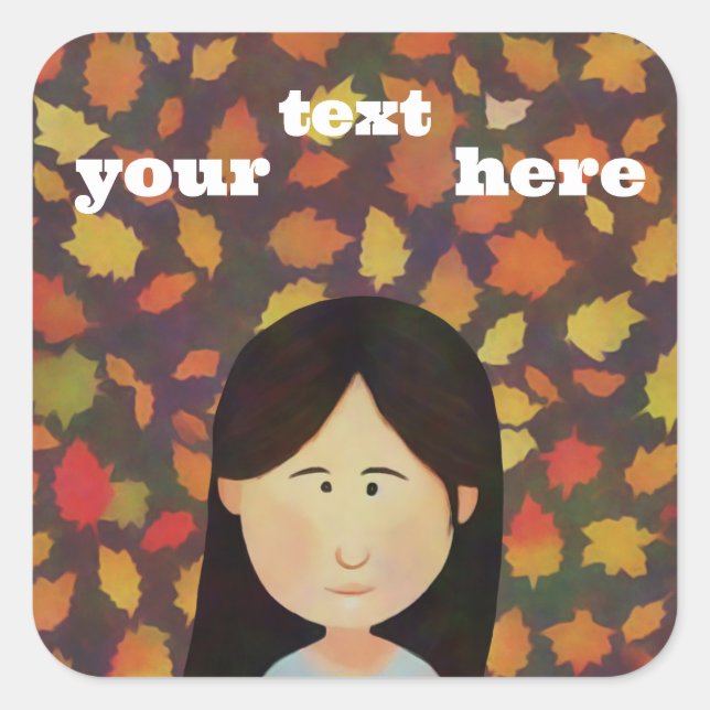 Autumn Girl Square Sticker (Front)