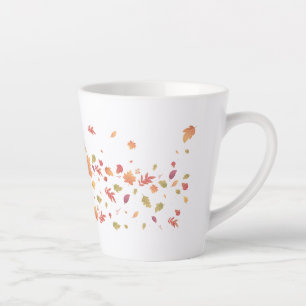 Autumn Girl With Flying Leaves Latte Mug