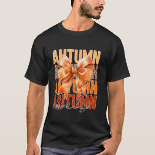 Autumn Girly Coquette Bow Fall Leopard Grunge Soci T-Shirt