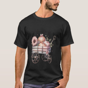 Autumn Girly Coquette Pink Pumpkin Bow Vintage Fal T-Shirt