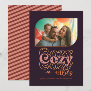 Autumn Glow Cozy Vibes Only Christmas Photo Holiday Card