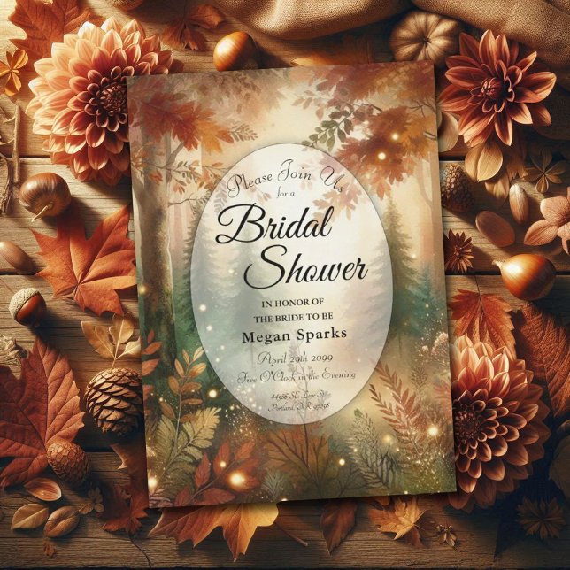 Autumn Glow in the Enchanted Forest Bridal Shower Invitation (Creator Uploaded)
