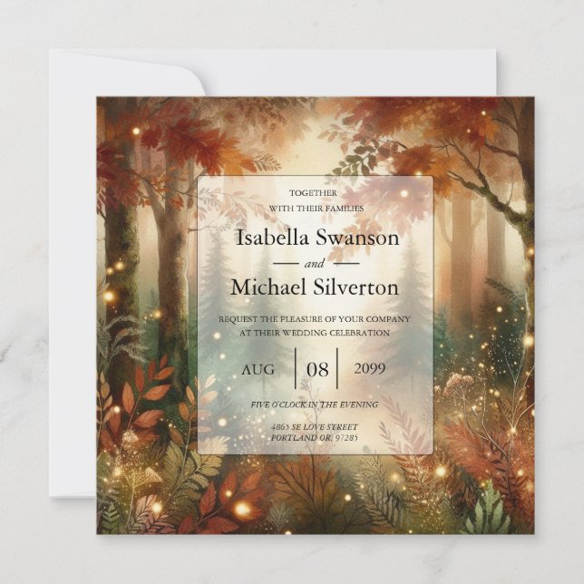 Autumn Glow in the Enchanted Forest Wedding Invitation (Front)