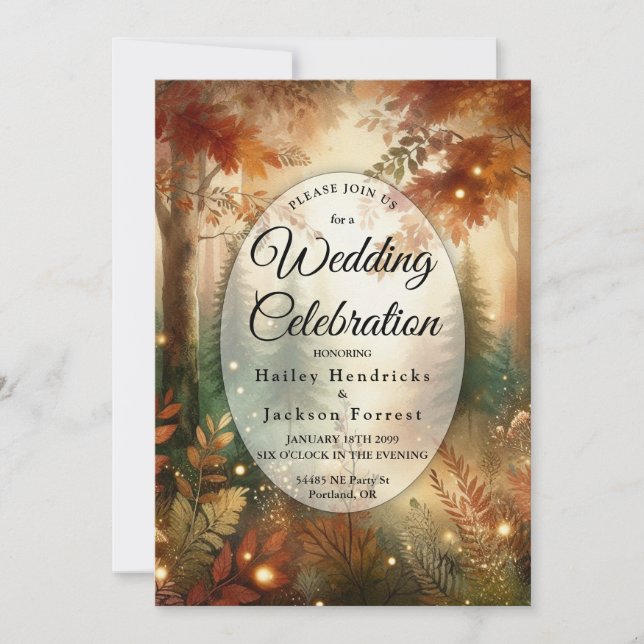 Autumn Glow in the Enchanted Forest Wedding Invitation (Front)