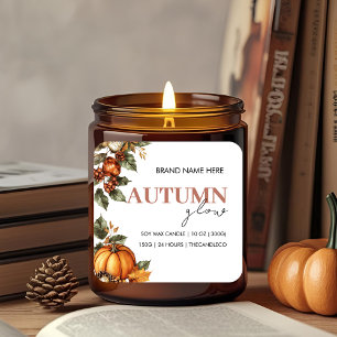 Autumn Glow Pumpkin & Leaves Cozy Fall Square Sticker